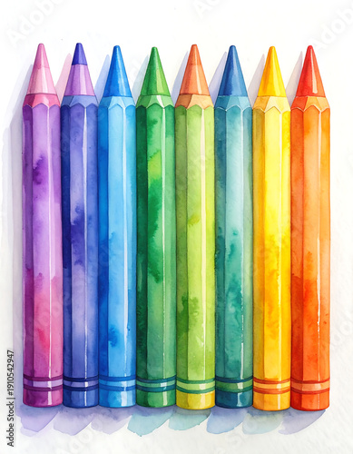 Wallpaper Mural Colorful crayons arranged in a row, creating a watercolor effect Torontodigital.ca