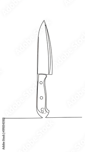Wallpaper Mural Simple line art drawing of a kitchen knife standing upright Torontodigital.ca