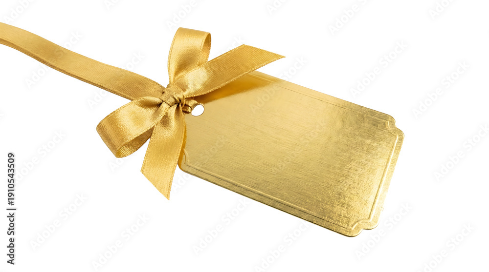 Fototapeta premium Luxury gold gift tags with ribbons and engraved text