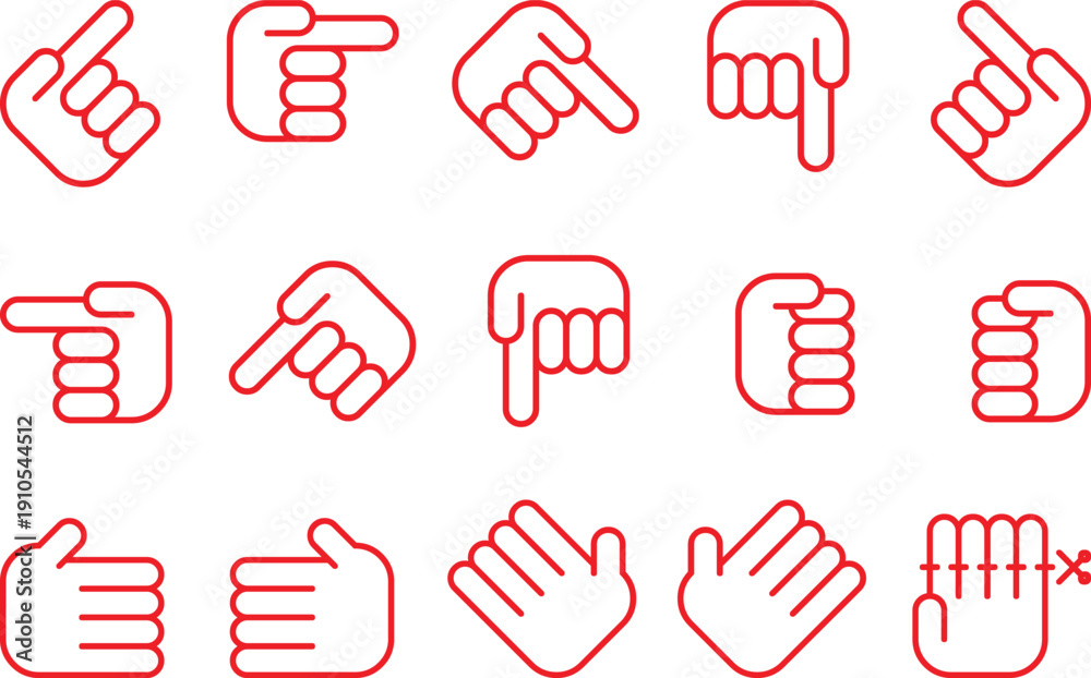 Fototapeta premium A collection of hand gesture icons pointing in various directions