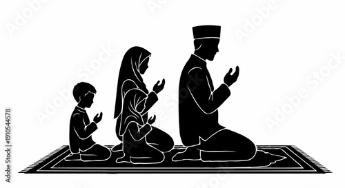 silhouette of a man and woman with children 