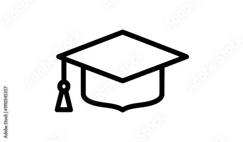 Graduation cap icon vector in black and white for education design