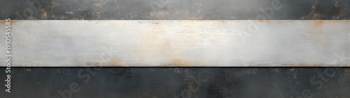 three weathered horizontal steel panels with rusty patina and cold industrial mood