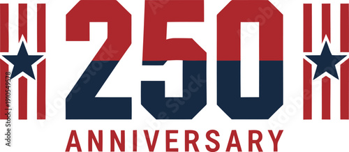Celebrating 250 years An american anniversary emblem with stars and stripes