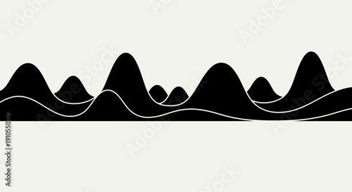 Black Silhouette of Mountains and Hills.