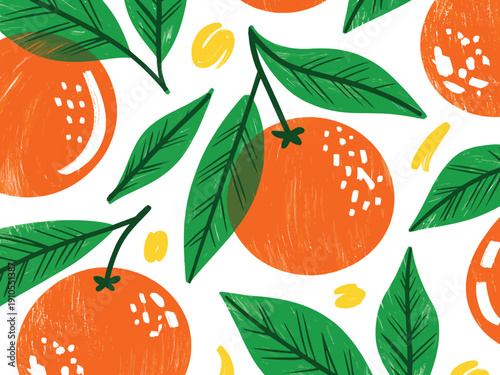 Orange Fruit Seamless Pattern Vector Illustration