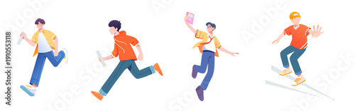 Boys Illustration In White Background