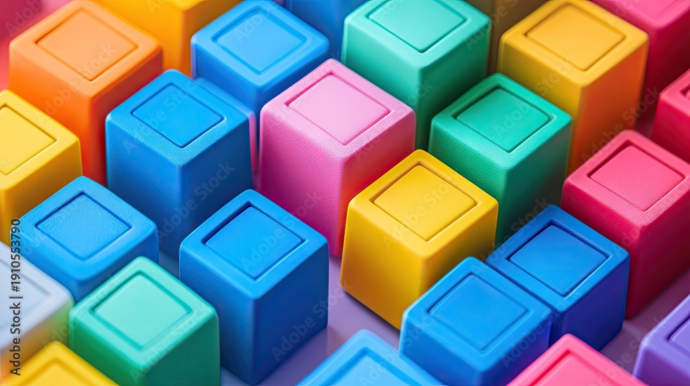 Obraz premium Colorful geometric shapes in vibrant hues arranged in a visually appealing pattern creating a lively atmosphere and stimulating creativity for various artistic projects