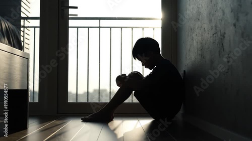 Wallpaper Mural Person sitting on floor by window Torontodigital.ca