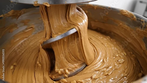Close Up Peanut Butter Mixing Machine Operating