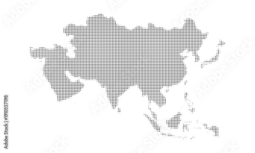 asia halftone dotted map continent abstract background black dot vector illustration