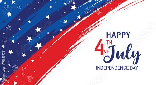 Happy 4th of July Independence Day banner with stars and stripes, vector illustration for poster or social media