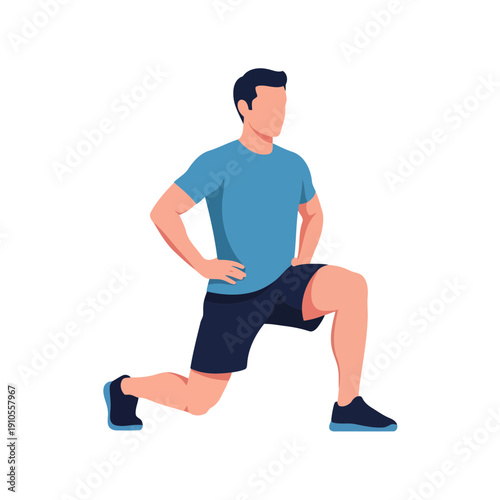 Man Doing Lunge Exercise Workout Training Pose