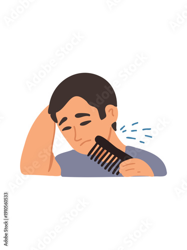 young man worried about thinning hair