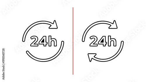 24h Circular Arrow Service Icon Set