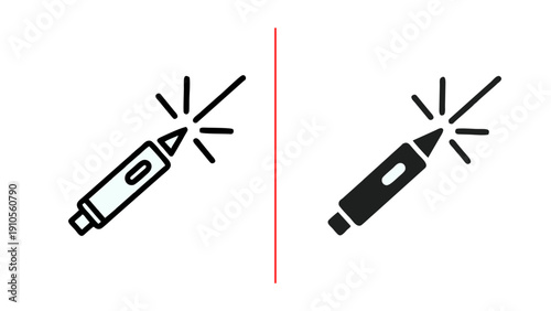 Pen and Stylus Icon Variations with Sparkle Effect