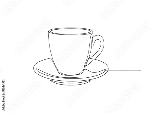 A simple line drawing of a tea cup on a saucer