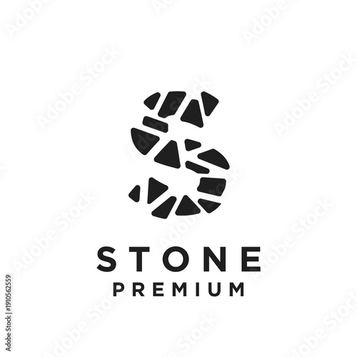 Abstract Letter S Stone Logo Design on White Background