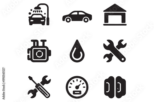Automotive Service and Car Maintenance Icons Set