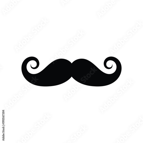 Black handlebar mustache icon with curly ends  simple facial hair symbol icon