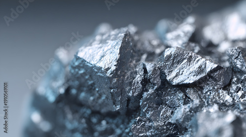 Close-up of raw silver ore with rugged texture and metallic sheen