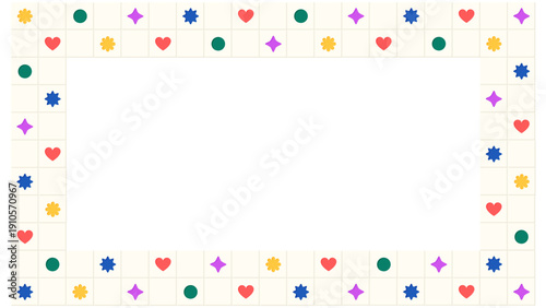 POPタイル風フレーム　白