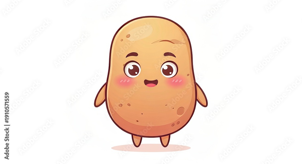 Obraz premium Cute and Cheerful Smiley Potato Character with Tiny Arms and Legs for a Fun Invitation Card Design