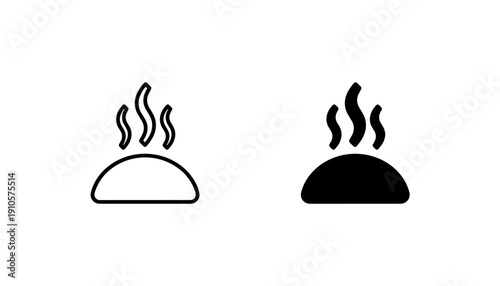 Steaming Bun Icon Vector for Food and Dining, dumpling icon, hot food symbol, steam icon, cuisine vector
