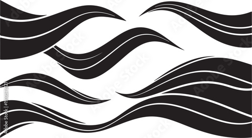 Black and white wavy lines abstract pattern design element