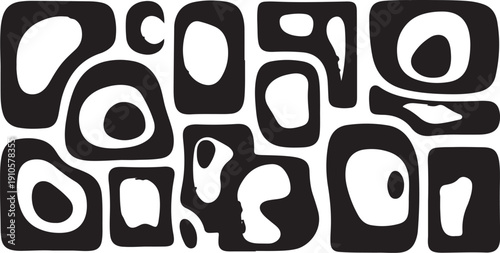 Abstract black and white shapes pattern background design