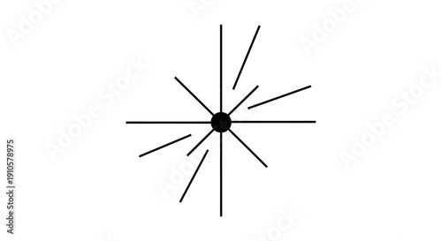 A simple black and white illustration of a starburst design