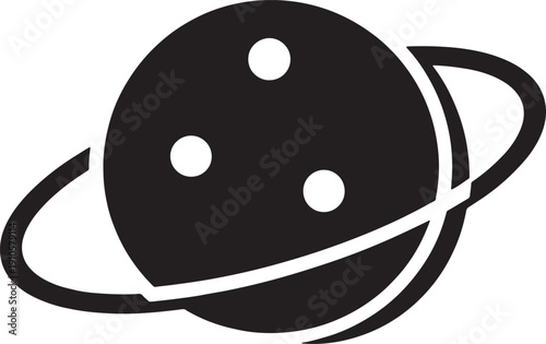 Simple gray planet with rings and moons in space