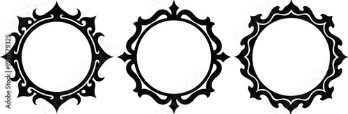 Vintage Round Frames Collection with Baroque Style Flourish Elements