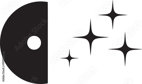 Vinyl record with stars on white background