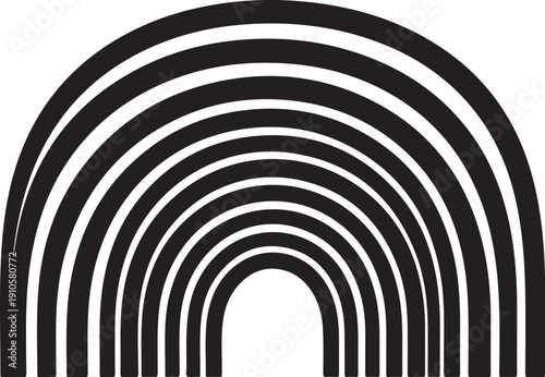 Black and white striped archway with optical illusion effect