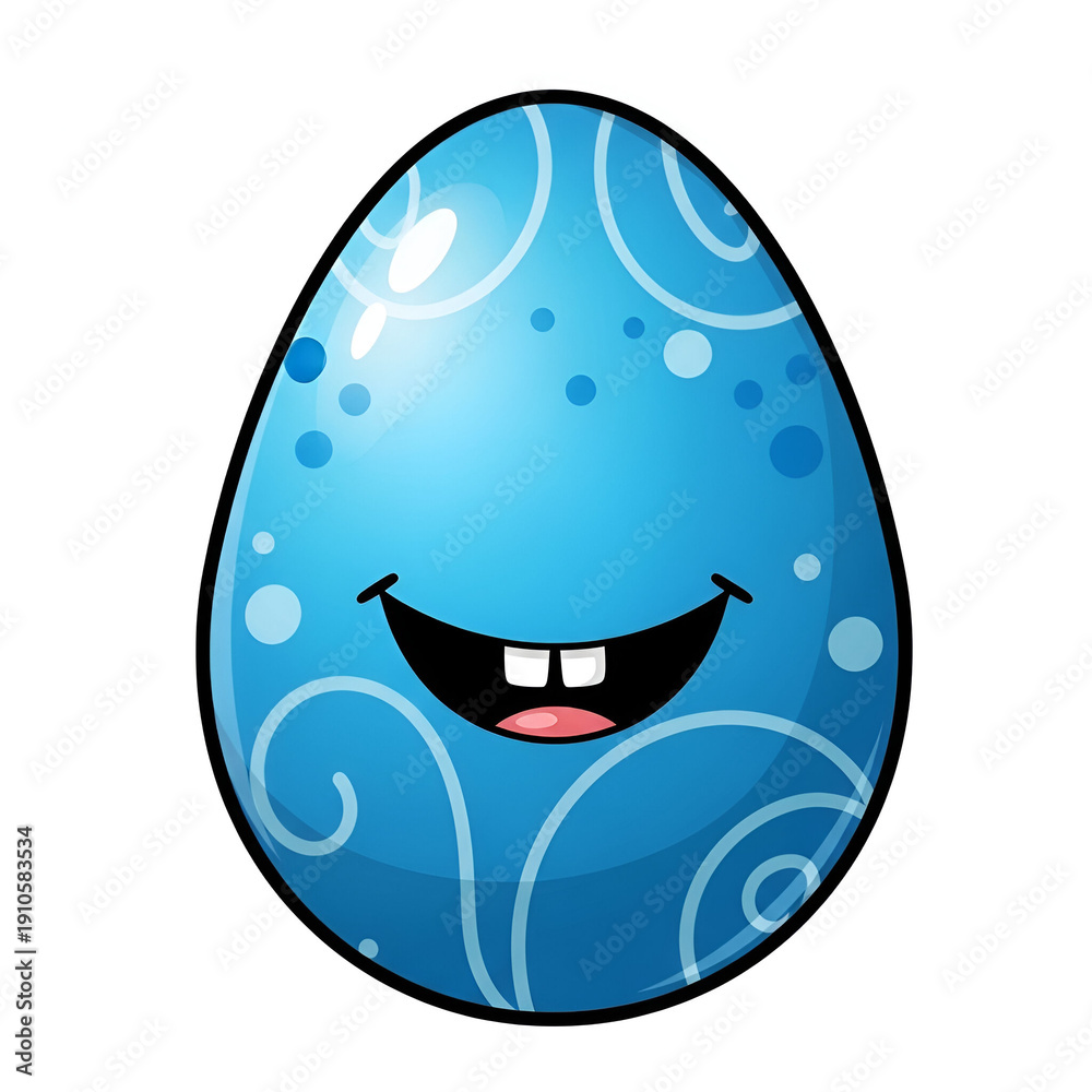 Obraz premium Smiling Blue Easter Egg With Patterns for Happy Easter Day
