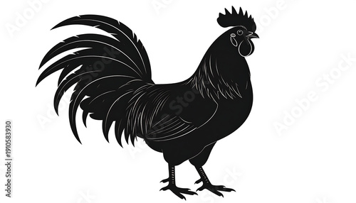 Wallpaper Mural Stylized black rooster with a large tail Torontodigital.ca