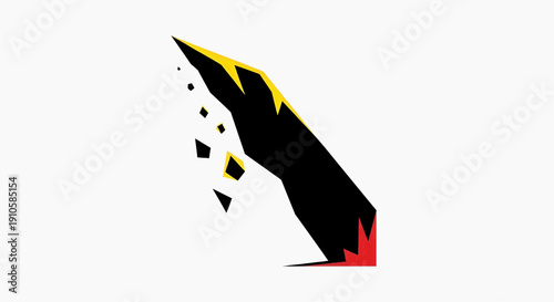 icon logo of a steep downward diagonal line forming a cliff drop with small falling debris particles