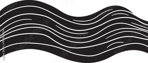 Black and white wavy lines abstract graphic design element