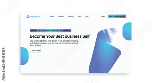 Elevate Business Performance: A clean website interface design showcases empowering brand tools and digital solutions for business.