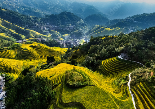 Wallpaper Mural View of Longsheng Rice Terraces in the Guangxi Region, China Torontodigital.ca