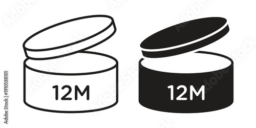 12M icon. simple thin line icon vector illustration pack on white