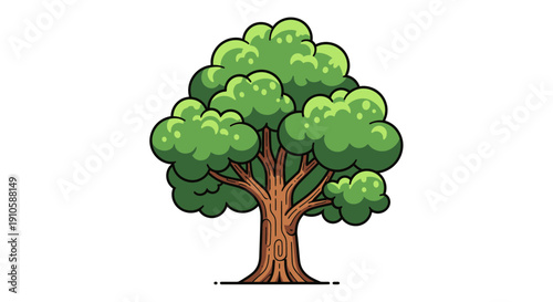 Cartoon Tree Vector Illustration Isolated on White Background