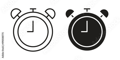 Alarm clock icon. simple thin line icon vector illustration pack on white