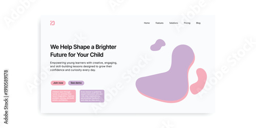 Bright Future Website: A visually appealing website landing page with the message We Help Shape a Brighter Future for Your Child, featuring clean design elements and calls to action.