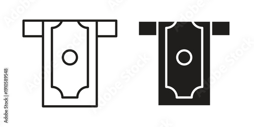 atm cash icon. simple thin line icon vector illustration pack on white