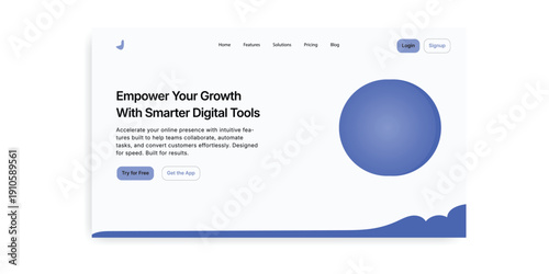 Empower Your Growth Website: A modern and visually engaging website interface with the headline Empower Your Growth With Smarter Digital Tools.