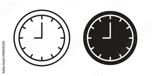 Clock icon. simple thin line icon vector illustration pack on white