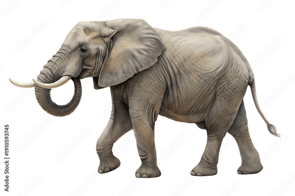 Obraz premium Realistic Elephant Isolated on White Background