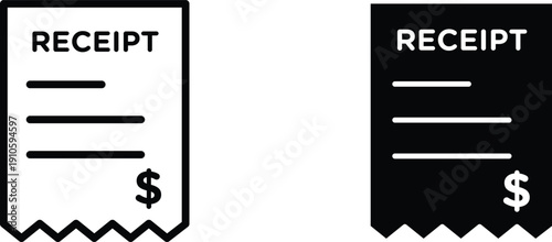 receipt icon vector graphic illustration  with white background flat hand made icon fill icon .